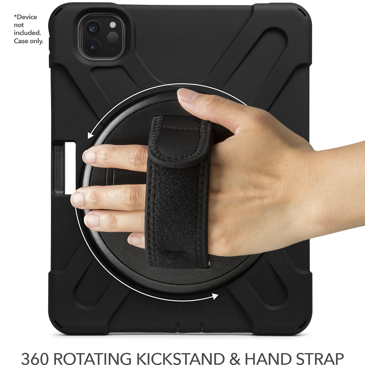 Rapture Rugged - iPad Pro 11" Gen 5/4/3/2/1 Air 10.9" Gen5/ 4 w/ Kickstand & Hand Strap Black Tablet Cases