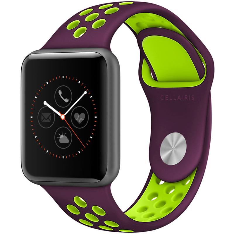 Apple Watch Band - Sport Silicone Purple/Bright Green 38/40/41mm Smart Watch