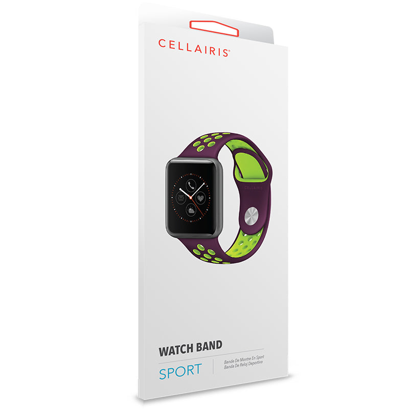 Apple Watch Band - Sport Silicone Purple/Bright Green 38/40/41mm Smart Watch
