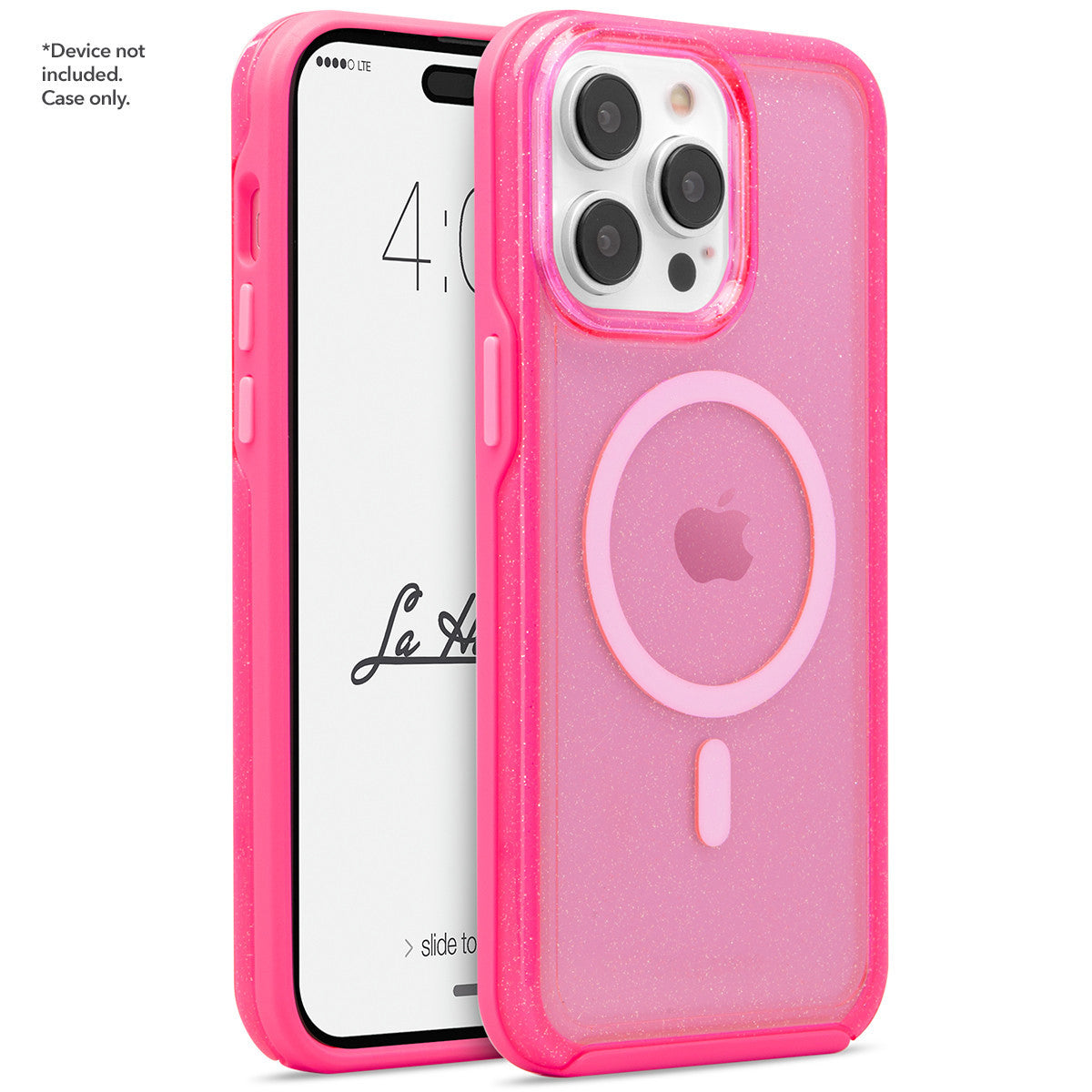 La Hornet Glitter - Apple iPhone 14 Pro Max/ 13 Pro Max Clear Hot Pink w/ MagSafe Cases
