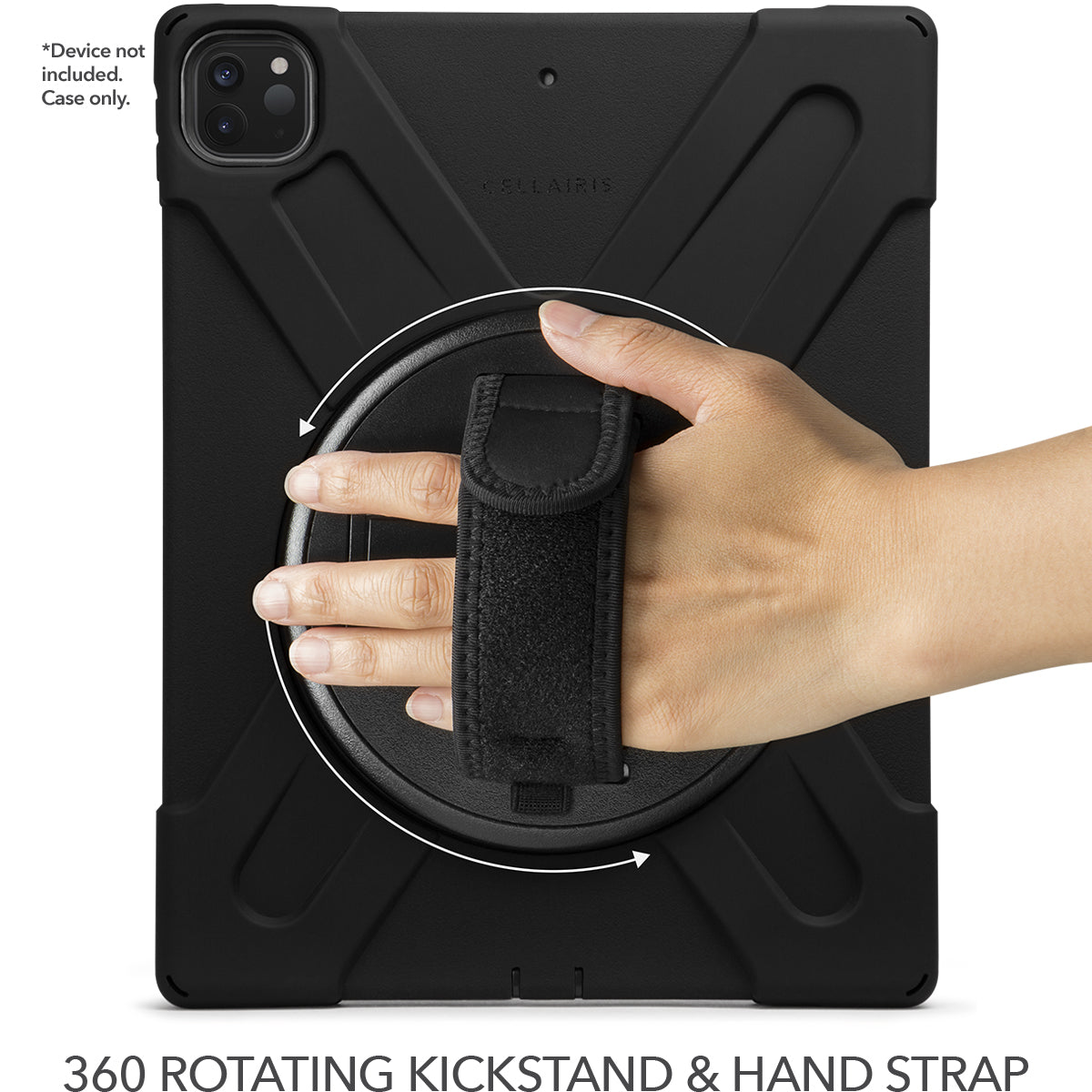 Cellairis Rapture Rugged - Apple iPad Pro 12.9" Gen5/6 w/ Kickstand & Hand Strap Black Tablet Cases