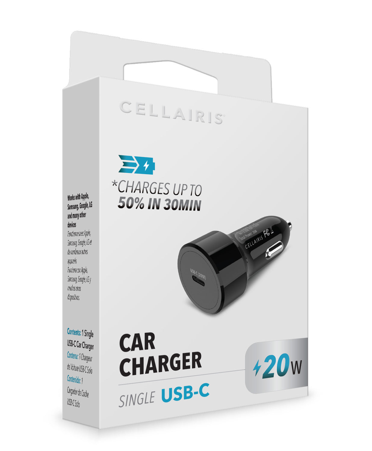 Car Charger - Single USB-C 20W Black Power