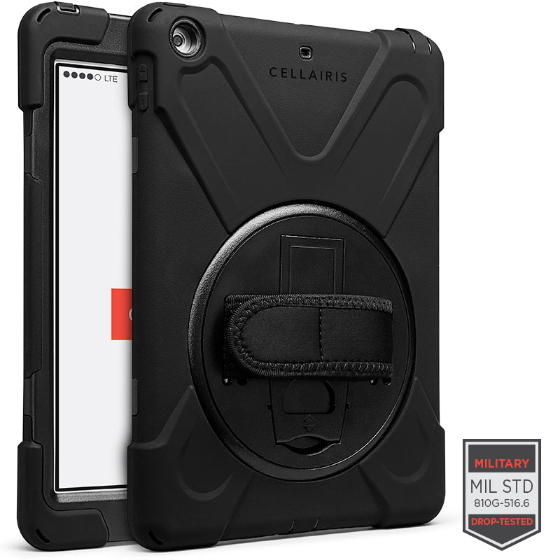 Cellairis Rapture Rugged - Apple iPad 10.2" Gen9/ 8/ 7 w/ Kickstand & Hand Strap Black Tablet Cases