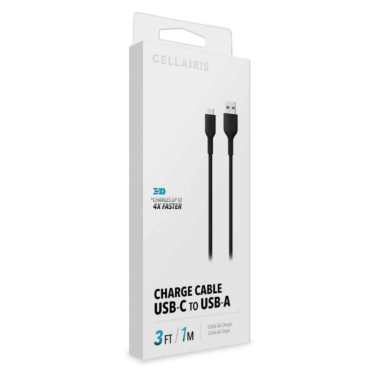 Charge Cable - 3FT USB-C to USB-A 18W Black Power