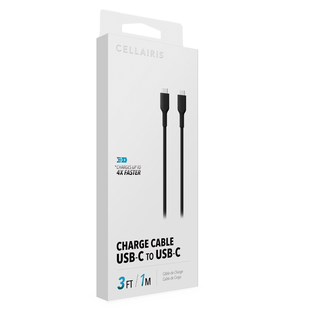 Charge Cable - 3FT USB-C to USB-C 60W Black Power