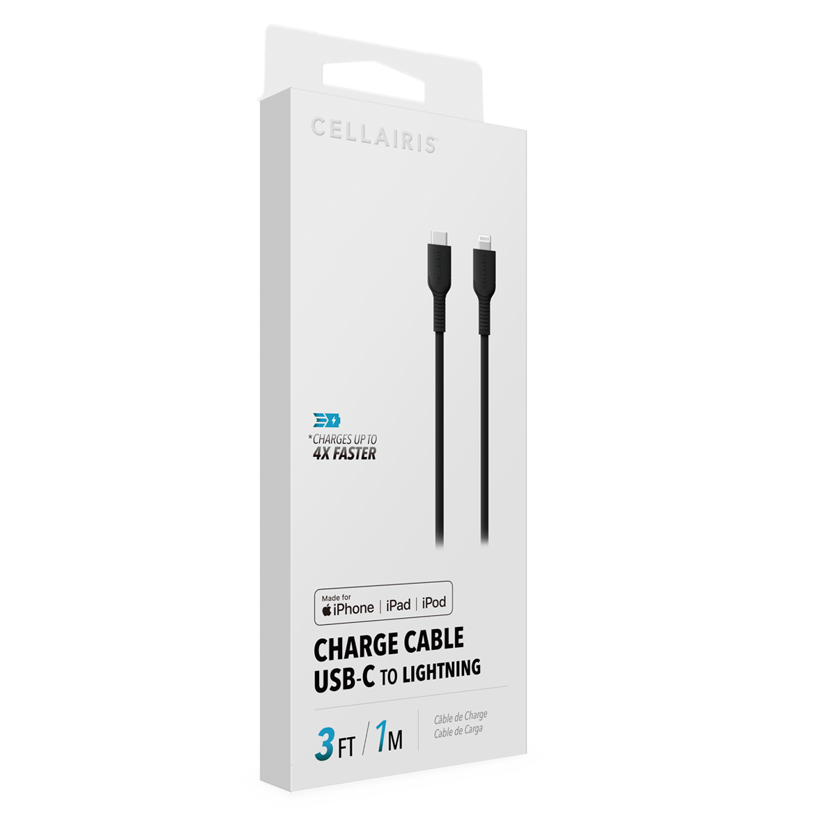 Charge Cable - 3FT USB-C to MFi Lightning 27W Black (C94 Chip) Power