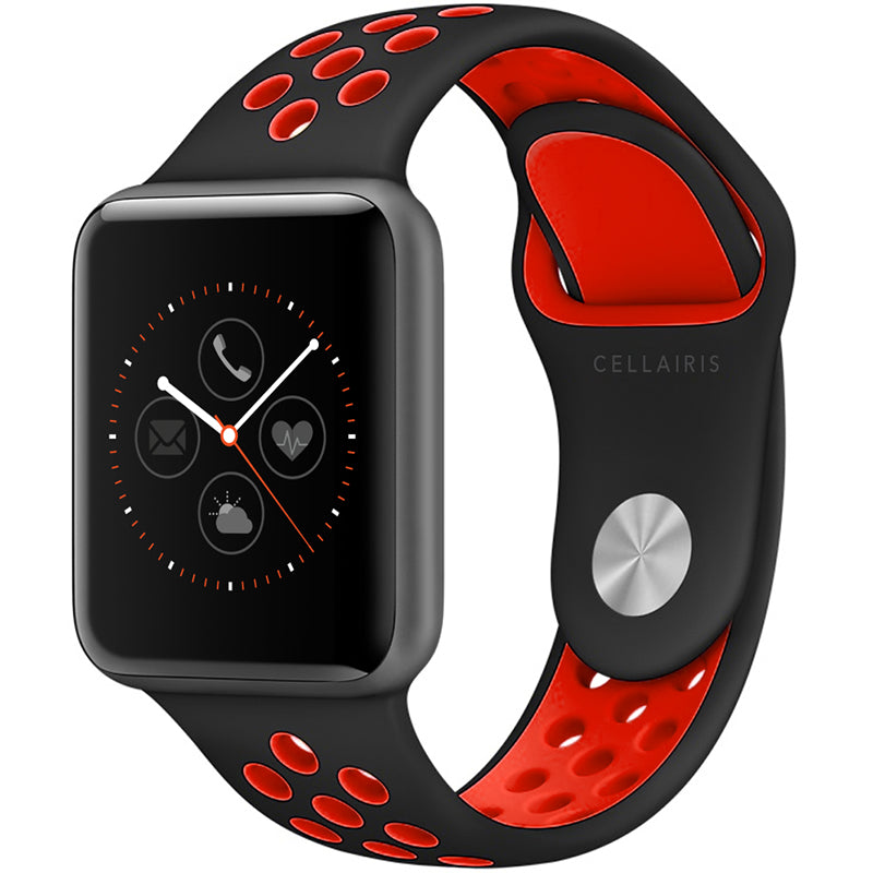 Apple Watch Band - Sport Silicone Black/Red 42/44/45/49mm Smart Watch