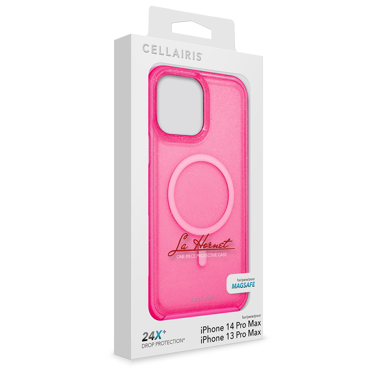 La Hornet - iPhone 14 Pro Max / iPhone 13 Pro Max Hot Pink Glitter w/ MagSafe Phone Case