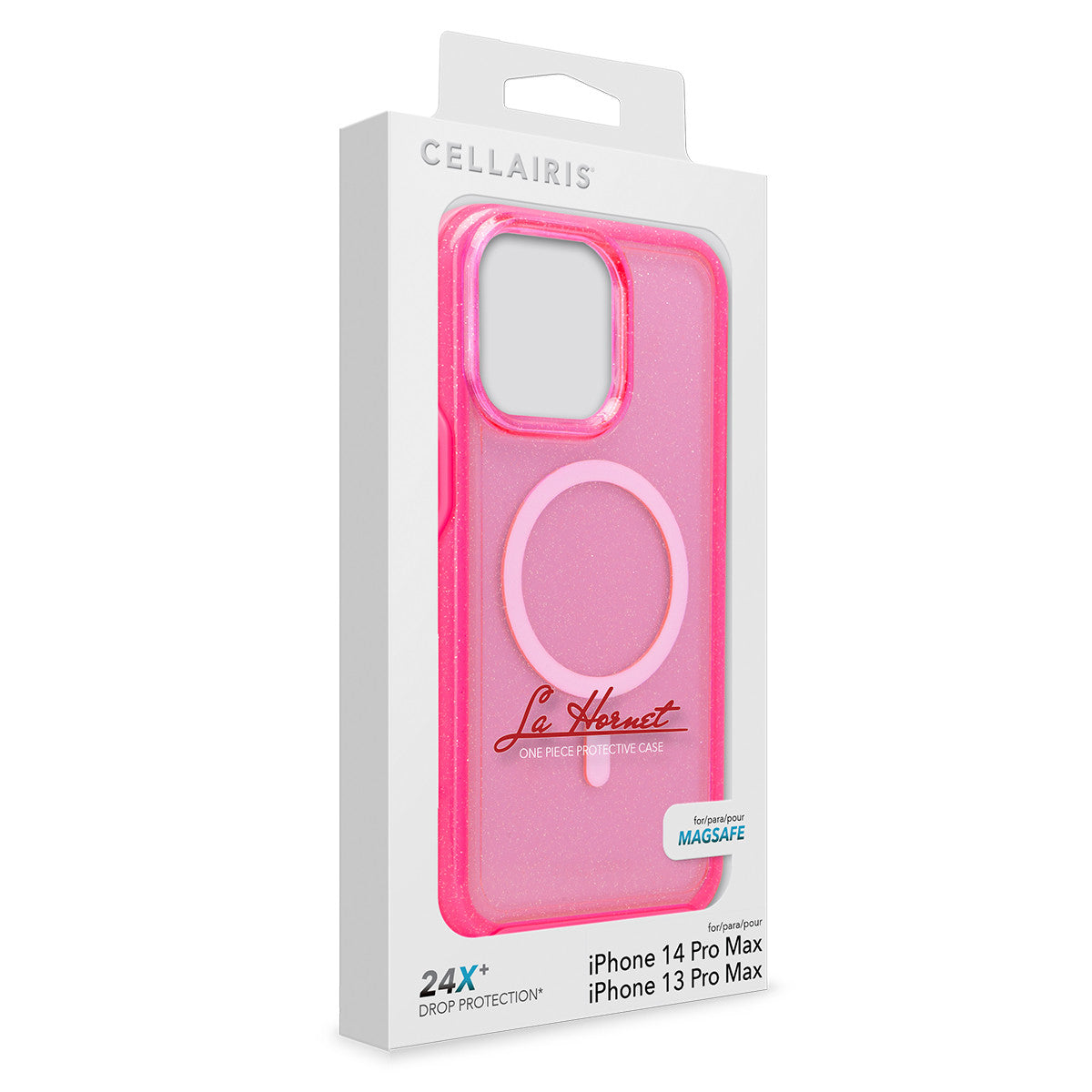 La Hornet - iPhone 14 Pro Max / iPhone 13 Pro Max Clear Hot Pink Glitter w/ MagSafe Case