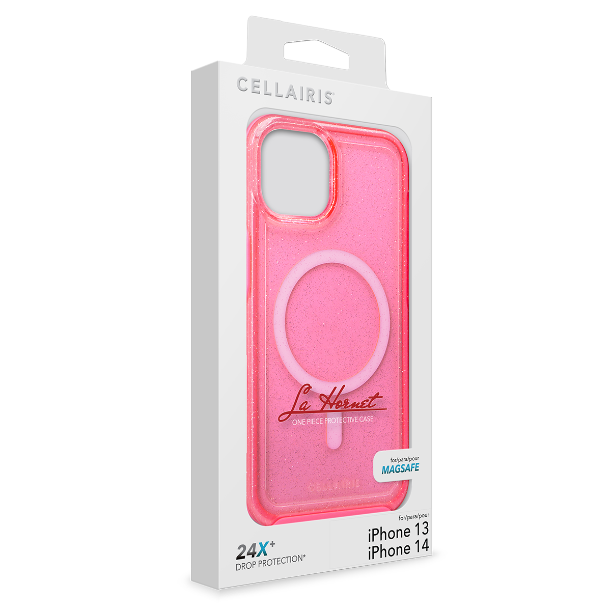 La Hornet - iPhone 14 / iPhone 13 Hot Pink Glitter w/ MagSafe Phone Case