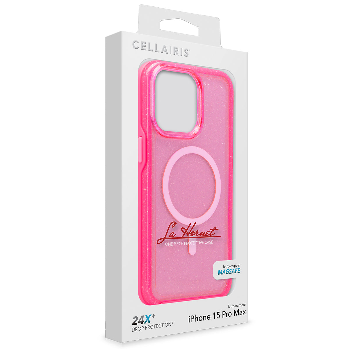 La Hornet - iPhone 15 Pro Max Hot Pink Glitter w/ MagSafe Case