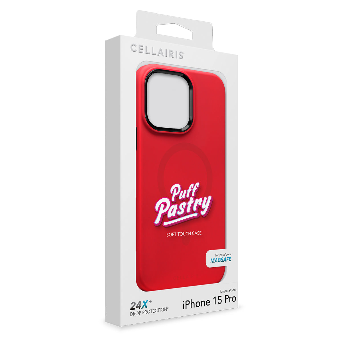 Puff Pastry - iPhone 15 Pro Red Velvet  Black  w/ MagSafe Case