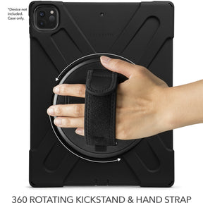 Rapture Rugged - Apple iPad Pro 12.9" Gen3/4 w/ Kickstand & Hand Strap Black Tablet Cases