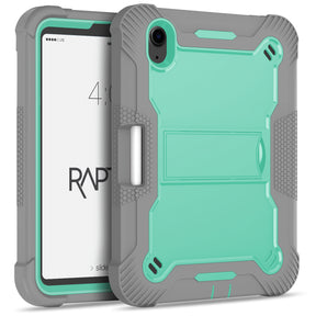 Cellairis Rapture Rugged - Apple iPad Mini 6 w/ Kickstand Only Gray/Teal Tablet Cases