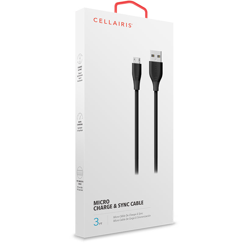Charge Cable - 3FT Micro USB to USB-A Black Cables