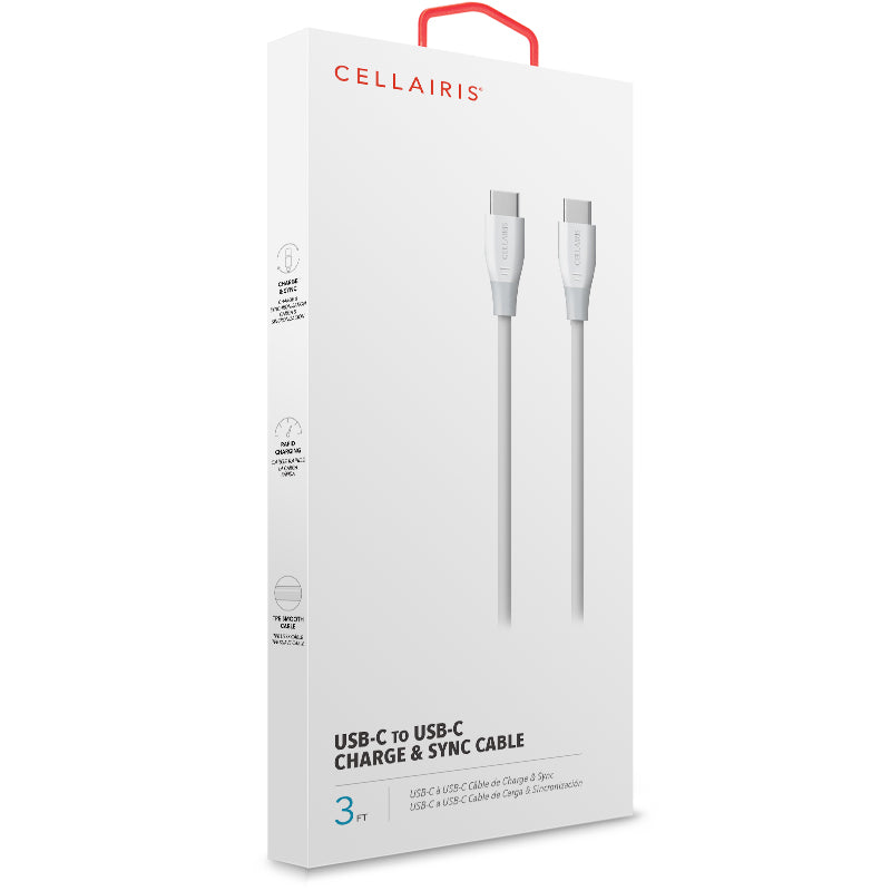 Charge Cable - 3FT USB-C to USB-C TPE White Cables