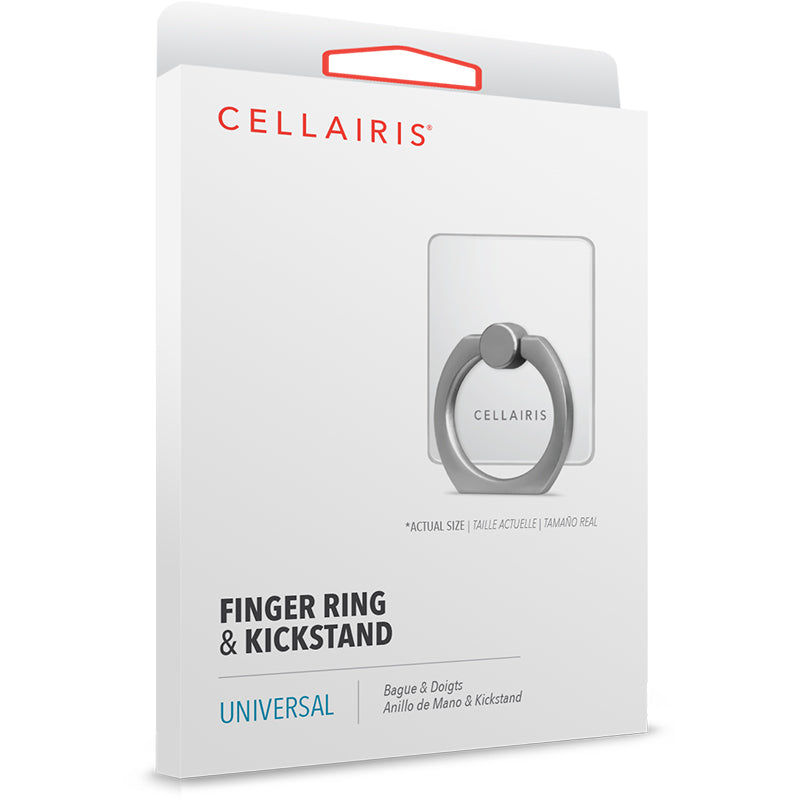 CeFinger Ring & Kickstand Clear/ Matte Silver Rings/Grips