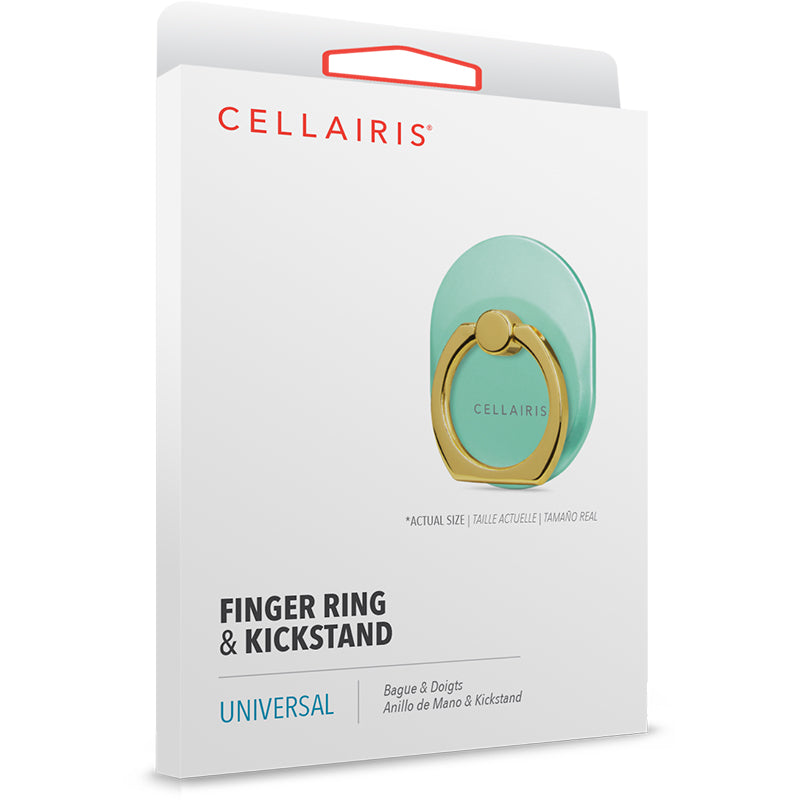 Finger Ring & Kickstand Turquoise/ Chrome Gold Rings/Grips